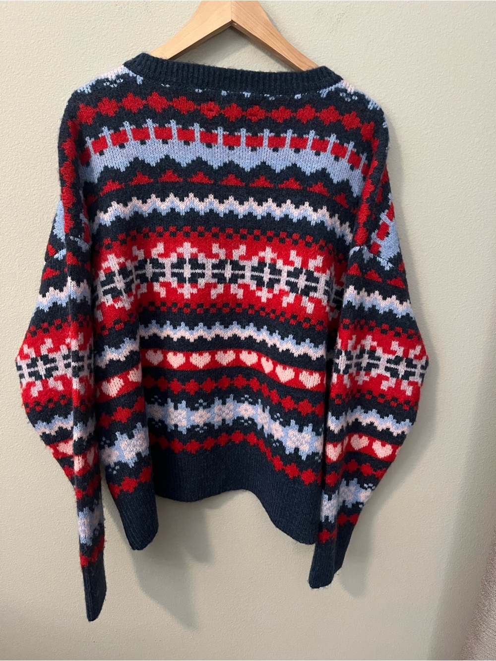 Lucky Brand Navy Fair Isle Button-Front Cardigan with Red and Light Blue NWT - Picture 7 of 11